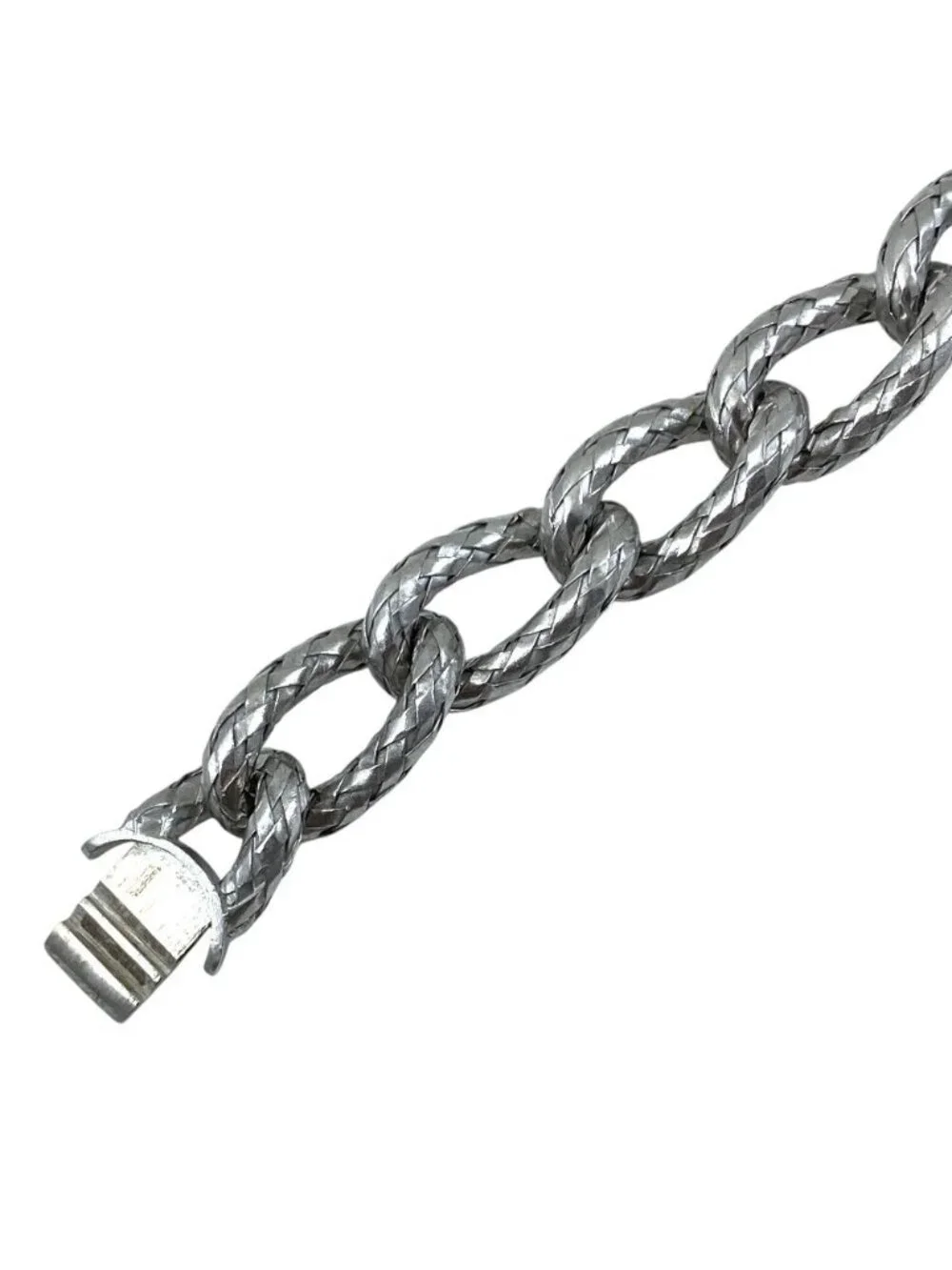 Bottega Veneta Chain Bracelet ID Intrecciato Silver Color Simple